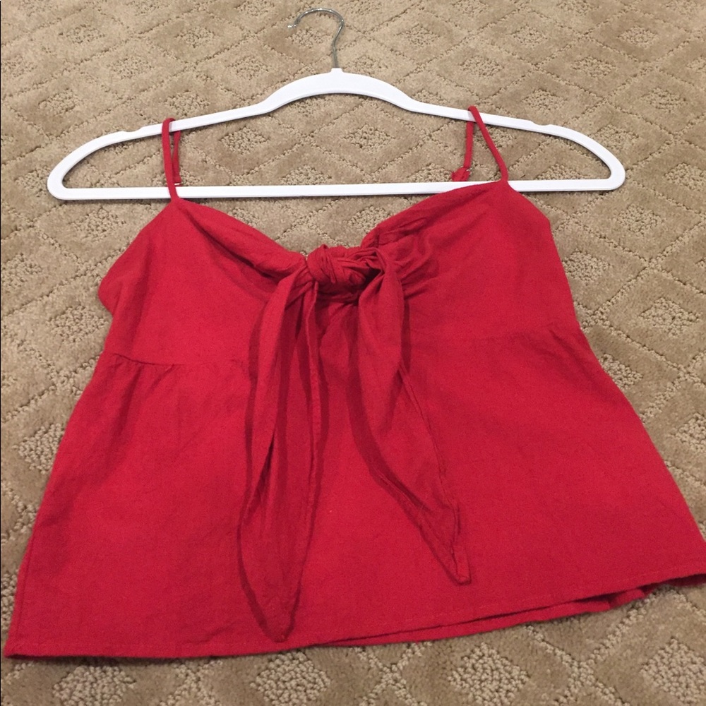 Brandy Melville Red Tie Front Tank - Picture 3 of 6